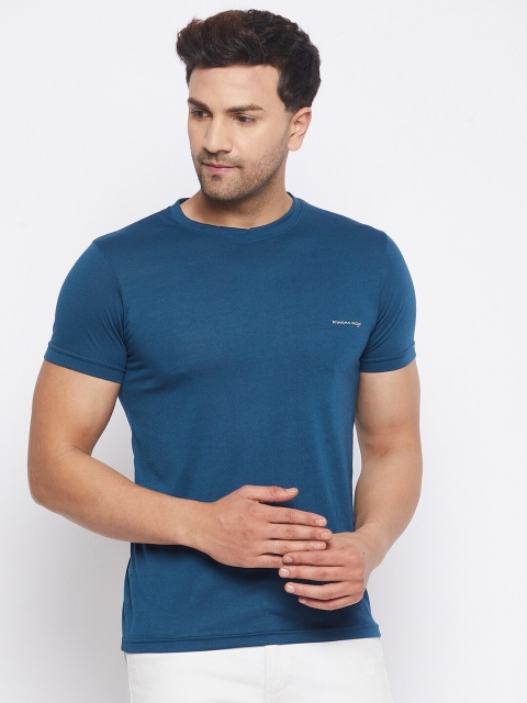 

PRINCINN MEYER Men Blue Round Neck Regular Sleeves Indigo Polyester Regular Fit T-shirt