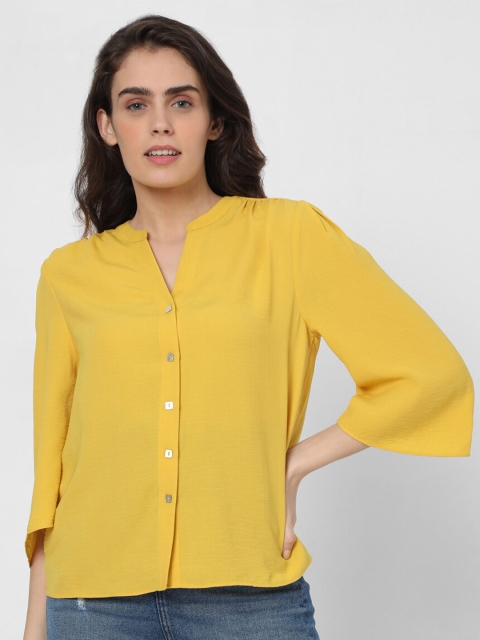 

Vero Moda Yellow Mandarin Collar Shirt Style Top