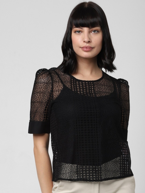 

Vero Moda Black Semi Sheer Lace Top
