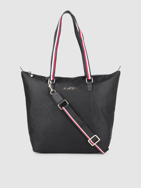 

Tommy Hilfiger Black Solid Nylon Regular Shopper Tote Bag