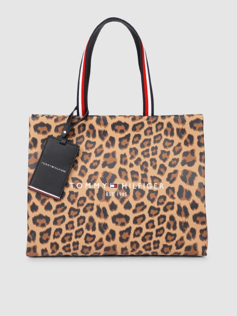 

Tommy Hilfiger Brown Animal Print Handheld Bag