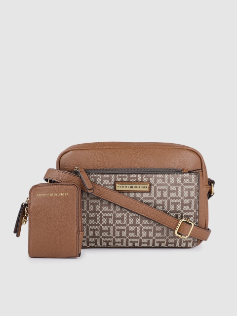 

Tommy Hilfiger Brown NAOMI II Printed Sling Bag with Pouch