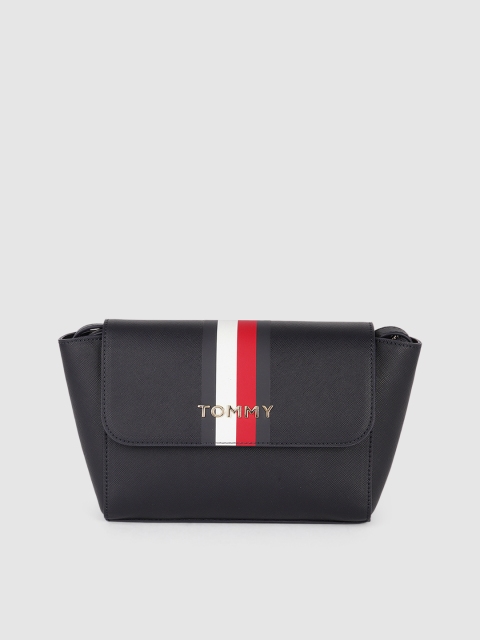 

Tommy Hilfiger Desert Sky Blue PU Regular Structured Crossover Sling Bag with Applique, Navy blue