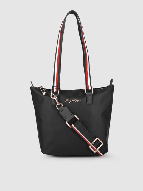 

Tommy Hilfiger Black Solid Nylon Regular Structured Tote Bag