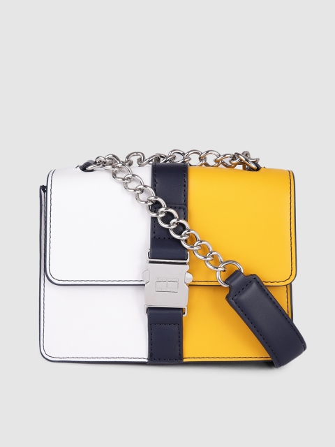 

Tommy Hilfiger White & Yellow Colourblocked Sling Bag