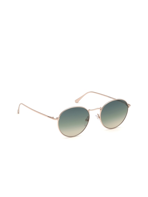 

Tom Ford Men Green Lens & Gold-Toned Round Sunglasses with UV Protected Lens