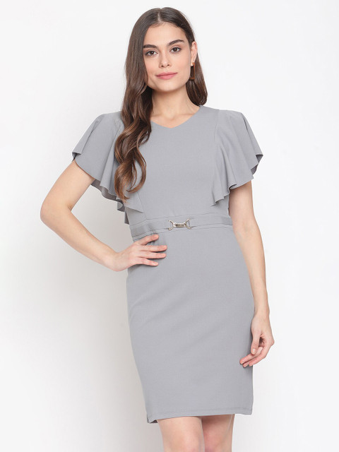 

Madame Grey Solid Sheath Dress