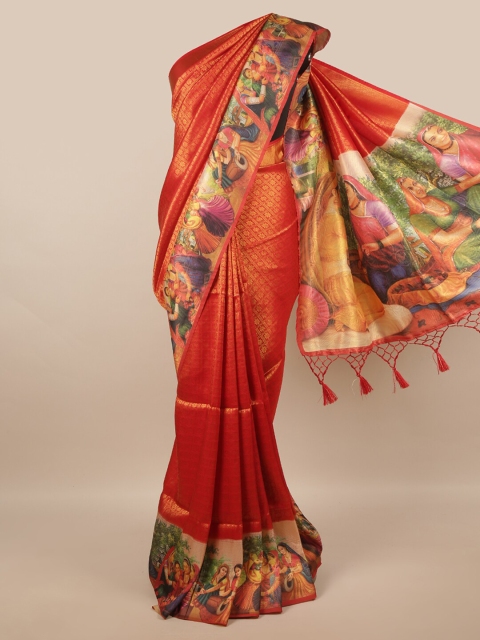 

Pothys Red & Green Woven Design Zari Art Silk Saree