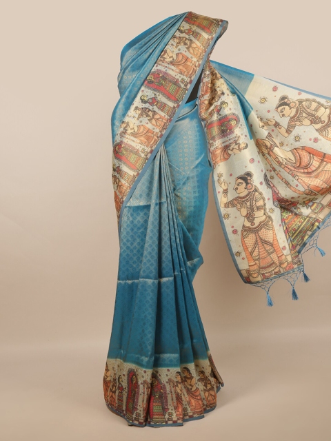 

Pothys Blue & Cream-Coloured Woven Design Zari Art Silk Saree