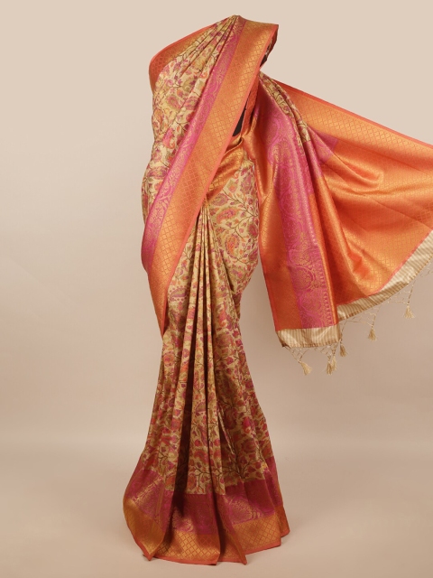 

Pothys Gold-Toned & Magenta Ethnic Motifs Zari Art Silk Saree