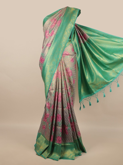 

Pothys Grey & Green Woven Design Art Silk Banaras Saree