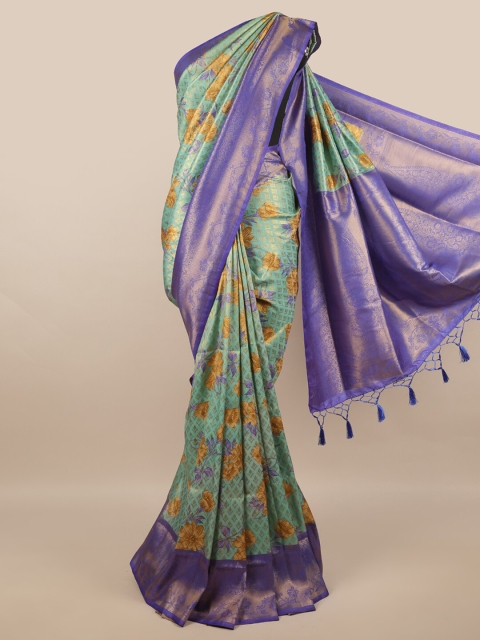 

Pothys Blue & Green Floral Zari Art Silk Saree