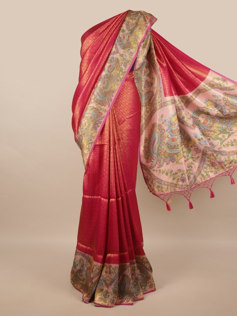 

Pothys Magenta & Gold-Coloured Ethnic Motifs Zari Art Silk Banarasi Saree