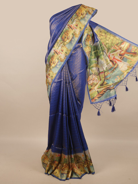 

Pothys Blue Woven Design Art Silk Banaras Saree