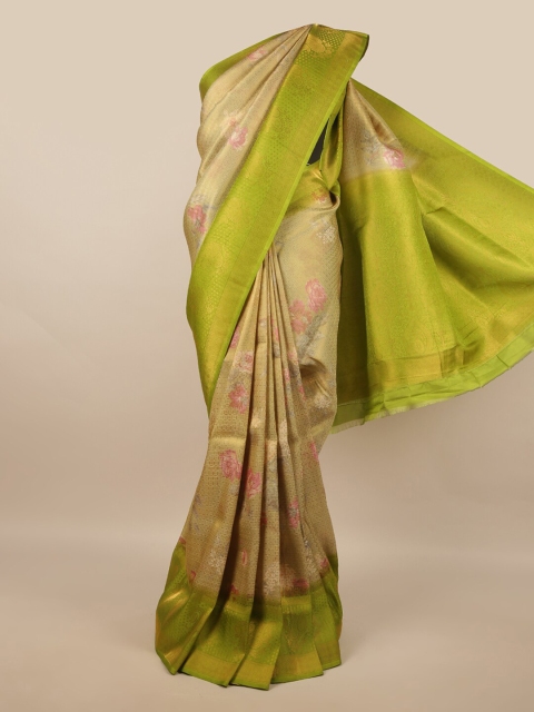 

Pothys Green & Beige Woven Design Art Silk Banaras Saree