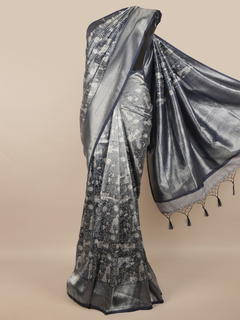 

Pothys Grey & Silver-Toned Ethnic Motifs Zari Art Silk Saree