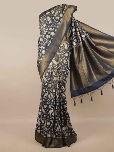 

Pothys Blue & Off White Ethnic Motifs Art Silk Saree