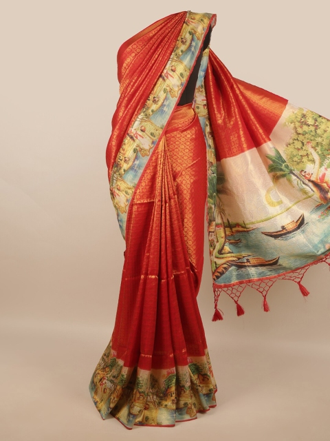 

Pothys Red & Green Woven Design Zari Art Silk Saree