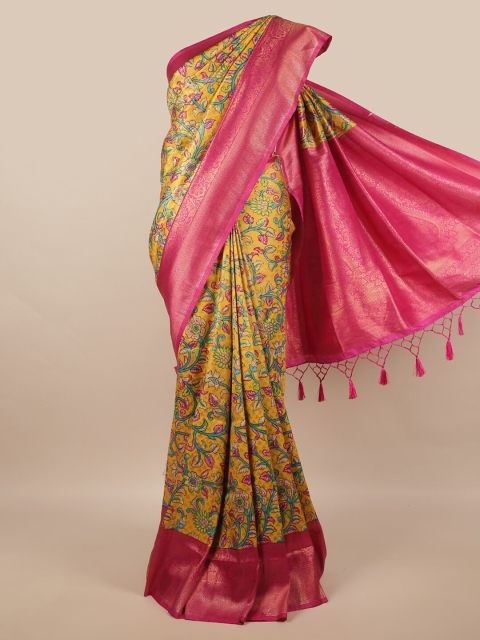 

Pothys Yellow & Pink Woven Design Art Silk Banaras Saree