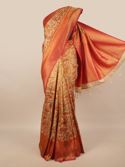 

Pothys Gold-Toned & Red Woven Design Art Silk Banaras Saree