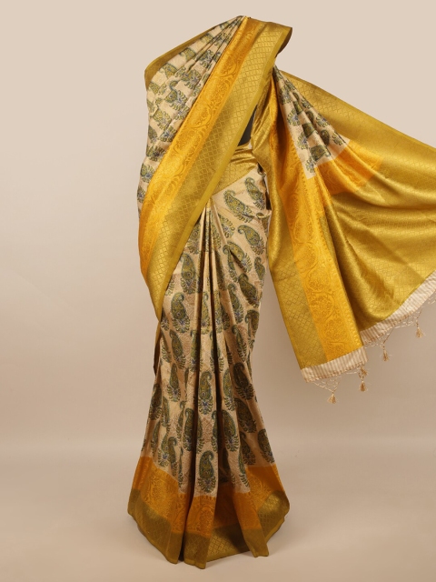 

Pothys Beige & Yellow Ethnic Motifs Zari Art Silk Saree