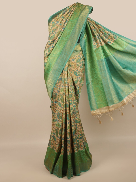 

Pothys Green & Gold-Toned Ethnic Motifs Zari Art Silk Saree