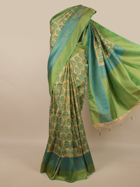 

Pothys Green & Beige Ethnic Motifs Zari Art Silk Saree