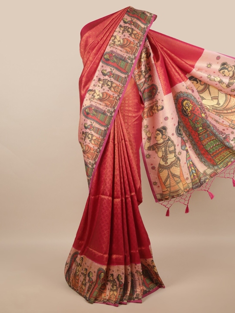 

Pothys Magenta & Green Ethnic Motifs Zari Art Silk Saree
