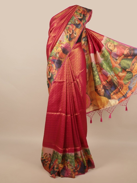 

Pothys Magenta & Green Woven Design Zari Art Silk Saree