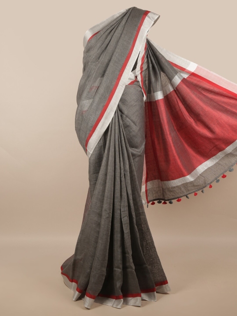

Pothys Grey Zari Linen Blend Saree