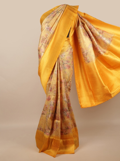 

Pothys Mustard & Pink Ethnic Motifs Zari Art Silk Saree