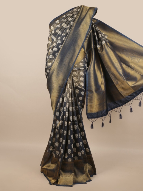 

Pothys Blue & White Floral Art Silk Banarasi Saree