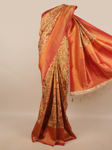 

Pothys Gold-Coloured & Red Paisley Zari Art Silk Banarasi Saree