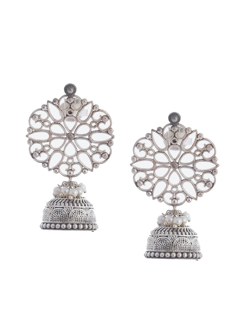 

Biba Oxidised Silver-Plated Beaded Dome Shaped Jhumkas