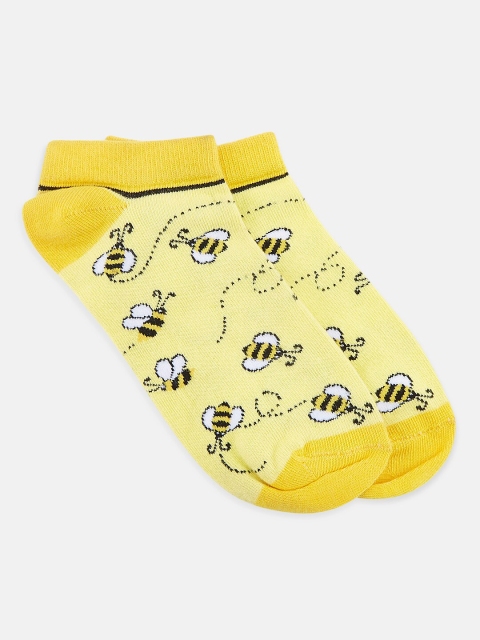 

Honey by Pantaloons Women Yellow & Black Patterned Ankle-Length Socks