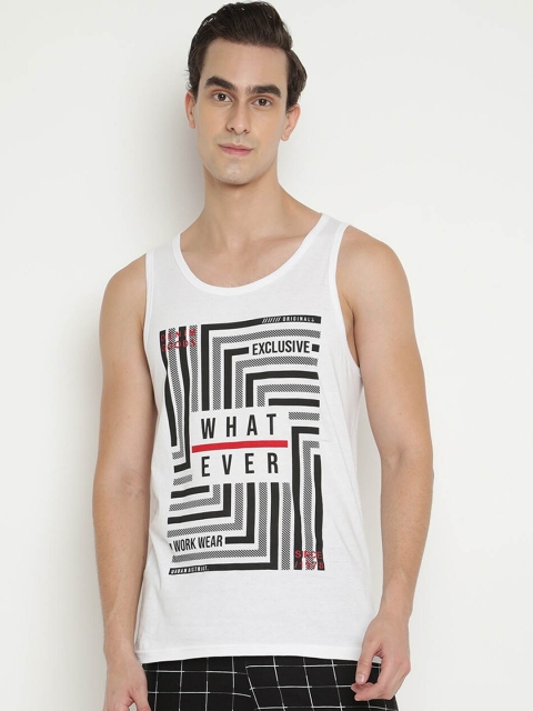 

V2 Value & Variety Men White Printed Cotton Basic Innerwear Vest