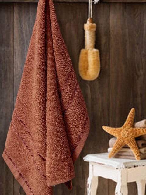 

Aura Brown Solid Cotton 380 GSM Bath Towel
