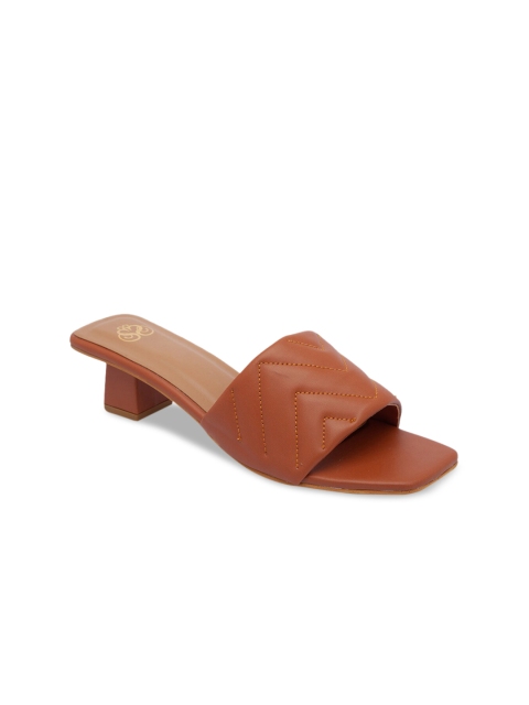 

Sole To Soul Women Tan Textured Block Mules