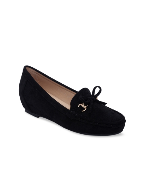 

Sole To Soul Women Black Ballerinas with Bows Flats