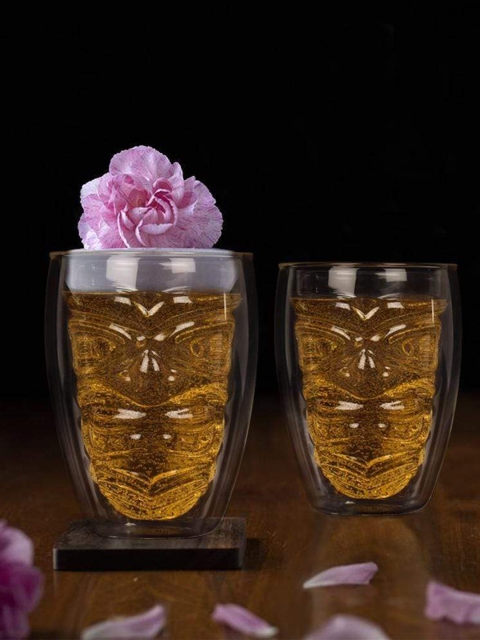 

THE ARTMENT Set Of 2 Transparent Textured Beer Glasses