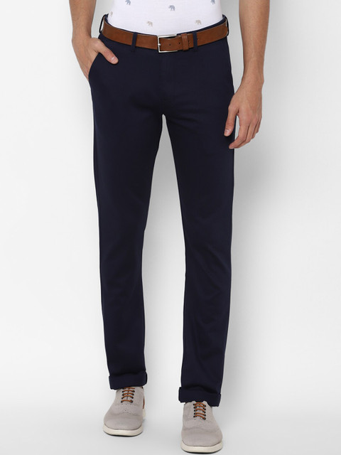 

Allen Solly Men Navy Blue Solid Slim Fit Chinos