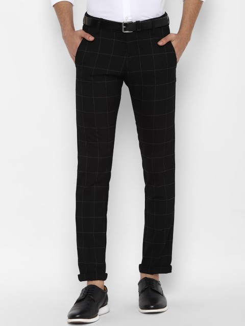 

Allen Solly Men Black Windowpane Checked Slim Fit Mid-Rise Knitted Regular Trousers