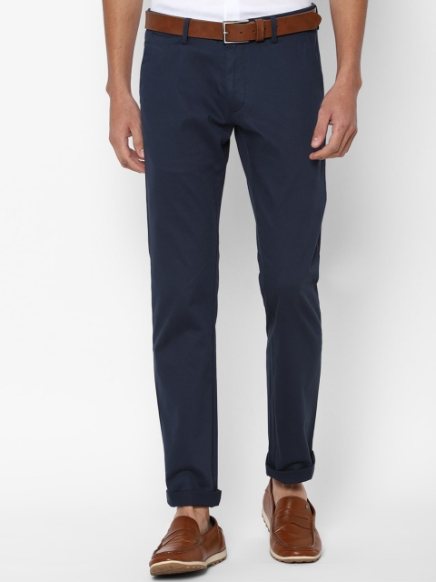 

Allen Solly Men Navy Blue Solid Slim Fit Mid-Rise Knitted Flat-Front Regular Trousers