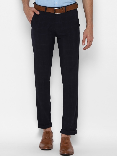 

Allen Solly Men Navy Blue Checked Slim Fit Mid Rise Trousers