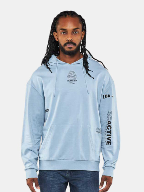 

BLUEAGE Men Blue Hooded Sweatshirt