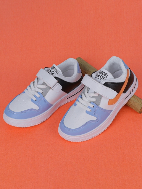 

FEETWELL SHOES Kids White & Blue Colourblocked PU Sneakers