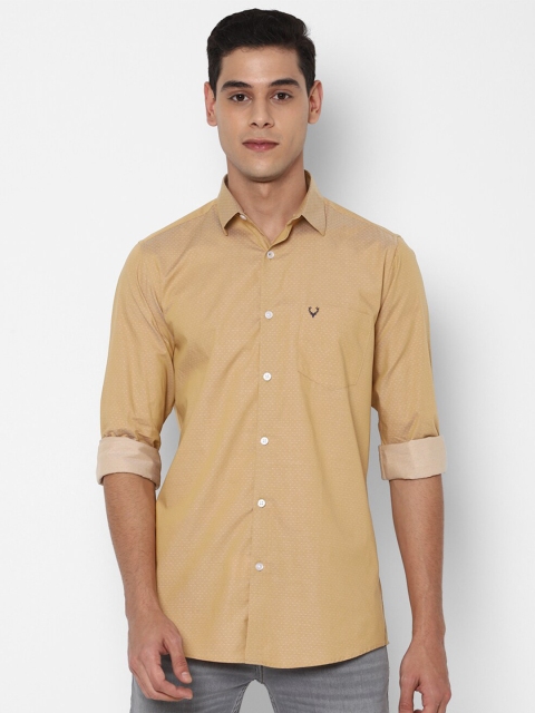 

Allen Solly Men Beige Slim Fit Printed Pure Cotton Casual Shirt