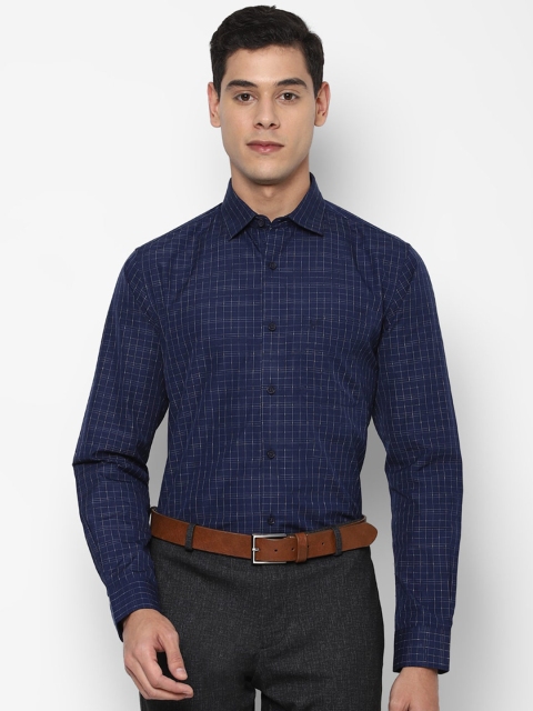 

Allen Solly Men Navy Blue & White Slim Fit Checked Cotton Formal Shirt