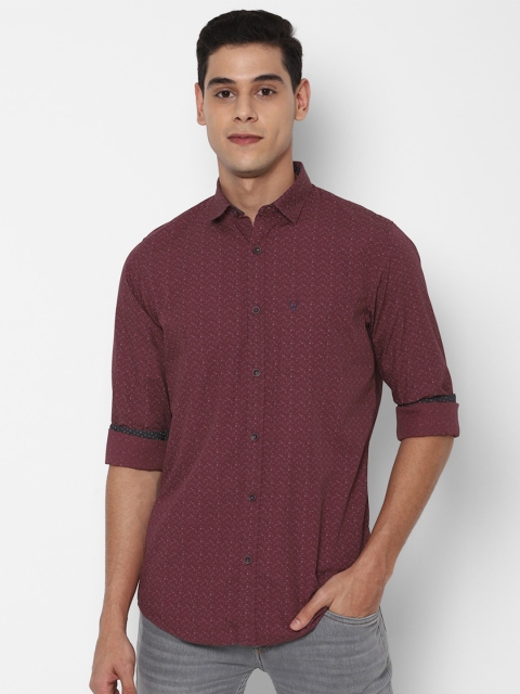 

Allen Solly Men Maroon Slim Fit Ditsy Printed Cotton Casual Shirt