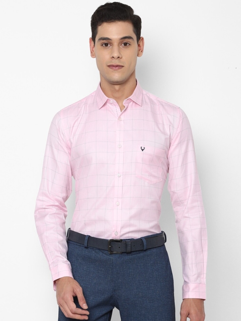 

Allen Solly Men Pink & Grey Slim Fit Checked Cotton Formal Shirt